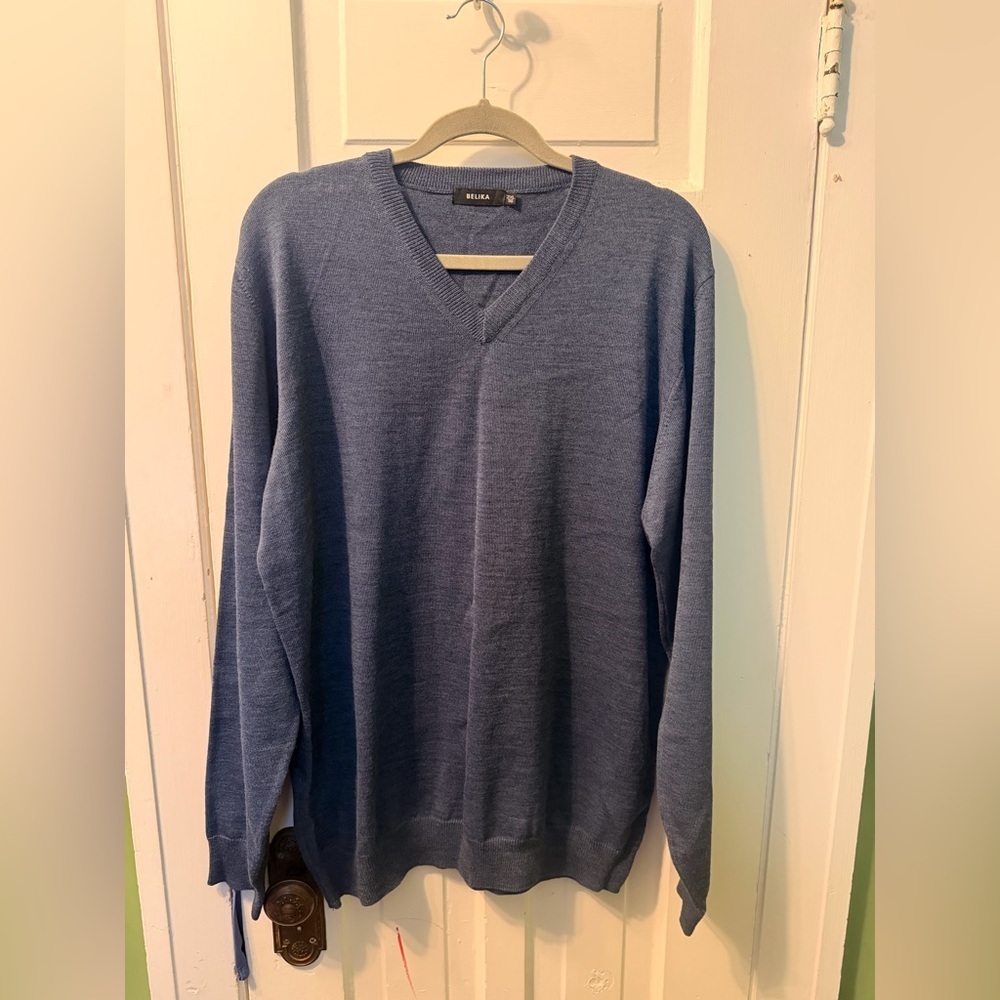 Men's BELIKA Blue V-Neck virgin wool mix Sweater